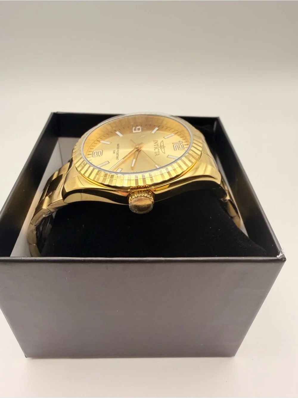 Invicta Specialty Gold Tone Fluted Bezel Watch NWT